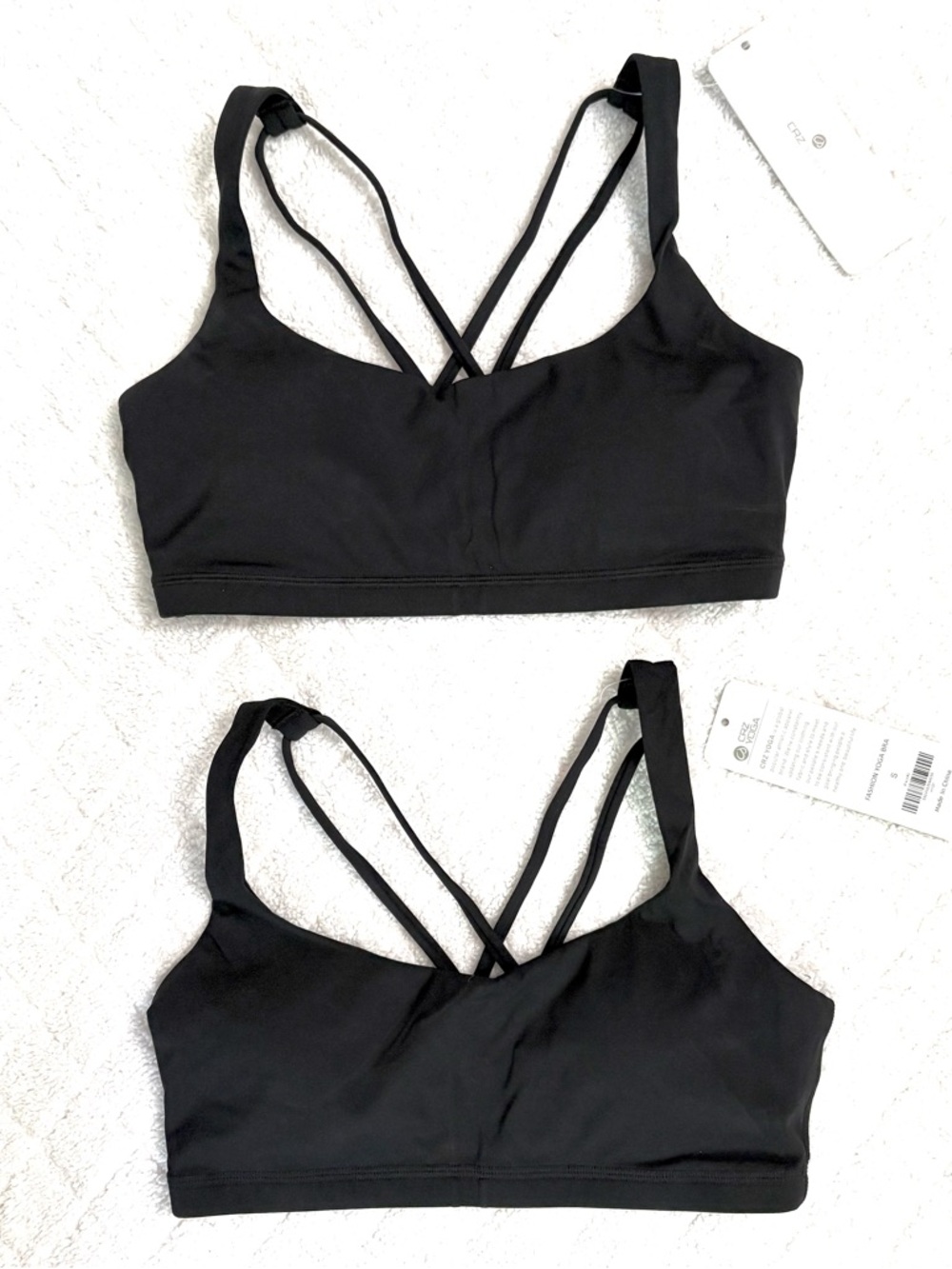 NWT 2-Pack Bundle of CRZ Yoga Black Nakedfeel Cross Back Low Cut Bras